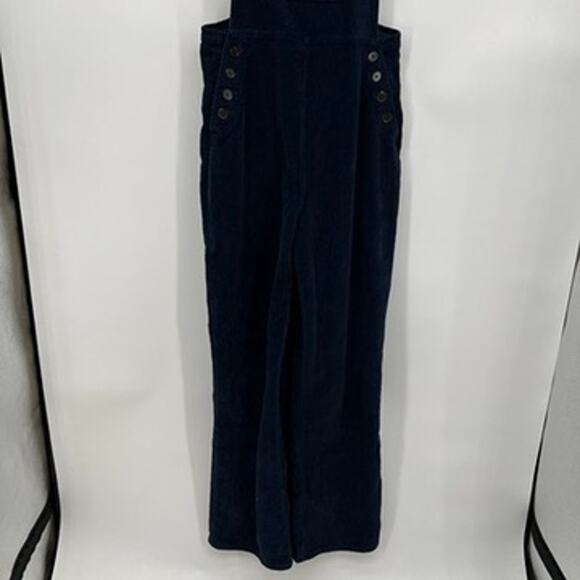 Reformation Navy Corduroy Baldwin Overalls Ribbed Wide Leg Women's 10 Blue - Picture 5 of 14
